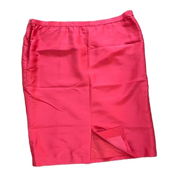Raspberry/Pink Silk Pencil Skirt, Center Back Vent, Wedding, Special Event, 20 - Picture 2 of 7